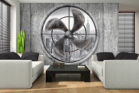 Флизелиновые фотообои город 3д серая бетонная стена 312x219 см Черно-белый Нью-Йорк за пропеллером (3095VEXXL)+клей