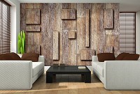 Абстрактные флизелиновые 3д фотообои 416x254 см Деревянные доски и квадраты (3098VEXXXL)+клей - вид 5 миниатюра