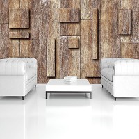 Абстрактные флизелиновые 3д фотообои 416x254 см Деревянные доски и квадраты (3098VEXXXL)+клей