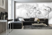 Абстракция флизелиновые фотообои 368x280 см 3д Белые кубы в пространстве (3116V10)+клей