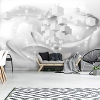 Флизелиновые фотообои с геометрией 254x184 см 3д Белые кубы в пространстве (3116V4)+клей