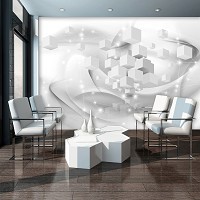 Флизелиновые фотообои в клетку 368x254 см 3д Белые кубы в пространстве (3116V8)+клей