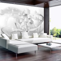 Флизелиновые фотообои с геометрией 416x254 см 3д Белые кубы в пространстве (3116VEXXXL)+клей