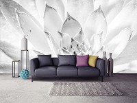 Флизелиновые фотообои цветы на стену 416x254 см Черно-белые листья растения (3118VEXXXL)+клей - вид 5 миниатюра