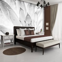 Флизелиновые фотообои с цветами 312x219 см Черно-белые листья растения (3118VEXXL)+клей