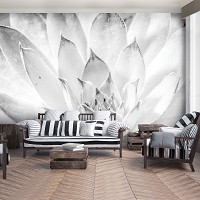 Флизелиновые фотообои цветы на стену 416x254 см Черно-белые листья растения (3118VEXXXL)+клей - вид 9 миниатюра