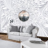 Флизелиновые белые фотообои для зала 254x184 см Нью-Йорк в центре узора (3120V4)+клей - вид 9 миниатюра