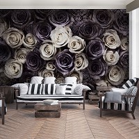 Флізелінові фотошпалери на кухню квіти 368x254 см Готичні білі та темно-фіолетові троянди (3122V8)+клей - вид 9 мініатюра