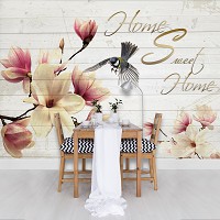 Флизелиновые фотообои с надписью на серых досках 416x254 см Цветы магнолии и птичка (3130VEXXXL)+клей - вид 7 миниатюра