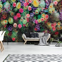 Флізелінові фотошпалери 416x254 см Барвисті квіти на темному тлі (3133VEXXXL)+клей - вид 9 мініатюра