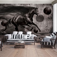Флизелиновые фотообои 416x254 см Черная лошадь и 3д шары (3137VEXXXL)+клей