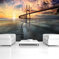 3 д флизелиновые фотообои природа восход солнца 312x219 см Мост Васко да Гама (3144VEXXL)+клей