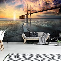 3д флизелиновые фотообои природа восход солнца 416x254 см Мост Васко да Гама (3144VEXXXL)+клей