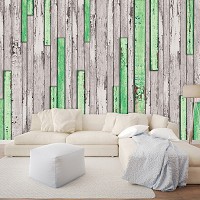 Флизелиновые фотообои фото под дерево 368x254 см Серые и зеленые старые доски (3146V8)+клей