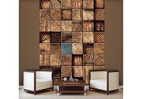 Флизелиновые фотообои в спальню 184x254 см Деревянные квадратики (3163V4A)+клей