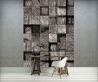 З д флизелиновые фотообои квадратики 206x275 см Серые деревянные кубики (3164VEA)+клей