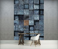 3д флизелиновые фотообои квадратики 206x275 см Синие деревянные кубики (3165VEA)+клей