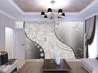 Флизелиновые фотообои абстракция в интерьере 254x184 см Серый декор (3191V4)+клей