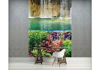 Красивые флизелиновые фотообои с природой 3д Подводный мир 184x254 см Растения Рыбы и Водопад (3226V4A)+клей