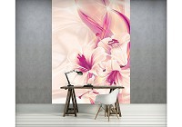 Флизелиновые фотообои в спальню над кроватью 184x254 см Светлая абстракция и лилии (3245V4A)+клей