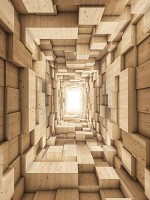 3d флізелінові фотошпалери куби 206x275 см коричневий дерев'яний тунель (3247VEA)+клей - вид 1 мініатюра
