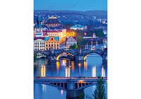 Флизелиновые синие фотообои в спальню город 206x275 см Мосты в вечерней Праге (3251VEA)+клей