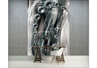 Флизелиновые фотообои для спальни 206x275 см Шары в пространстве на серо зеленом фоне (3254VEA)+клей