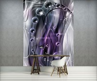 Красивые флизелиновые фотообои абстракция 206x275 см Шары в пространстве на серо фиолетовом фоне (3257VEA)+клей