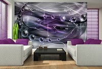 Флизелиновые фотообои абстракция 368x254 см Шары в пространстве на серо фиолетовом фоне (3257V8)+клей