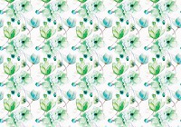 Флизелиновые фотообои 254x184 см Узор из зеленых цветов на белом фоне (3277V4)+клей