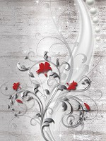 Флізелінові фотошпалери абстракція 184x254 см Квітковий візерунок на сірий бетон (3285V4A)+клей - вид 1 мініатюра