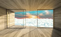 Флизелиновые фотообои 3д небо 312x219 см Вид из окна террасы на облака (3288VEXXL)+клей - вид 1 миниатюра