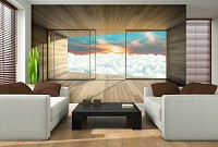 3д небо флизелиновые фотообои 368x254 см Вид из окна террасы на облака (3288V8)+клей