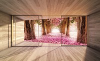 3d флизелиновые фотообои природа 416x254 см Вид из окна террасы на цветочную аллею (3298VEXXXL)+клей - вид 1 миниатюра