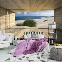 Флізелінові фото шпалери захід сонця море 254х184 см 3д Вид з вікна на океан і пляж (3299V4)+клей