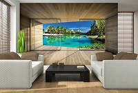 Фотообои флизелиновые природа море 3д деревянные доски 312х219 см Вид из окна террасы на Гавайи (3311VEXXL)+клей