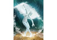 Красивые флизелиновые фотообои на кухню девушка 184x254 см Балерина и морские волны (3328V4A)+клей