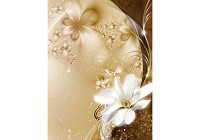 Флизелиновые фотообои на кухню цветы 184x254 см Яркий красивый узор и белая лилия (3331V4A)+клей