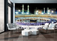 Красивые флизелиновые фотообои на кухню 3д ночной город 368x280 см Великая мечеть Мекки (3336V10)+клей