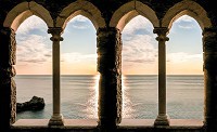Флизелиновые фотообои 3д пейзаж природа 312x219 см Море за арками (3341VEXXL)+клей