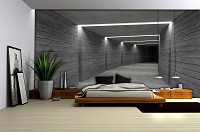 Флизелиновые фотообои 3 д туннель 368x254 см серый бетонный коридор (3343V8)+клей