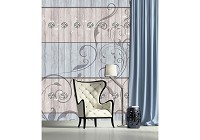 Флизелиновые фотообои в зал узоры 206x275 см Вензеля на светлых деревянных досках (3348VEA)+клей