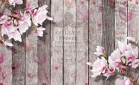Флізелінові фотошпалери 416x254 см Квіти магнолії на дерев'яні дошки (3352VEXXXL)+клей - вид 1 мініатюра