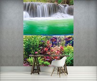 Природа флизелиновые фотообои 3д пейзаж 184x254 см Растения Рыбы и Водопад (3354V4A)+клей