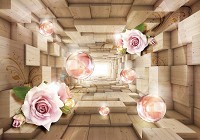 Флізелінові красиві фотошпалери 3д квіти 368х254 см Троянди та кулі в тунелі (3358V8)+клей - вид 1 мініатюра