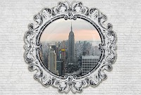 Популярные флизелиновые фотообои в стиле лофт город 312x219 см Нью-Йорк за белой кирпичной стеной (3359VEXXL)+клей