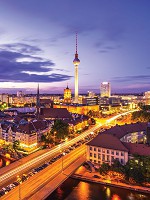 Флизелиновые фотообои на стену 3д вечерний город 206x275 см Берлинская панорама ночью (3372VEA)+клей - вид 1 миниатюра