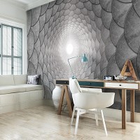 Флизелиновые фотообои 3d тоннель 368x254 см Серая Абстракция (3378V8)+клей