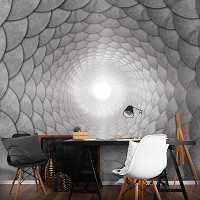 Флизелиновые фотообои тоннель 312x219 см Серая Абстракция 3D (3378VEXXL)+клей