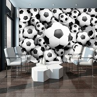 3 д флизелиновые фотообои черно-белые детские для мальчика 368x254 см Футбольные мячи (3380V8)+клей
